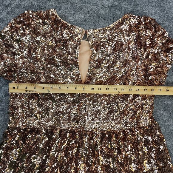 Anthropologie MAEVE Dress Womens Medium Pink Bernadette Sequin Tiered Midi Heavy - Picture 7 of 16